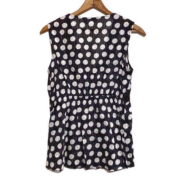Cato Polka Dot Sequin Lace Trim Cami Tank Sleeveless Fitted V-Neck Blouse Top M - Picture 8 of 12